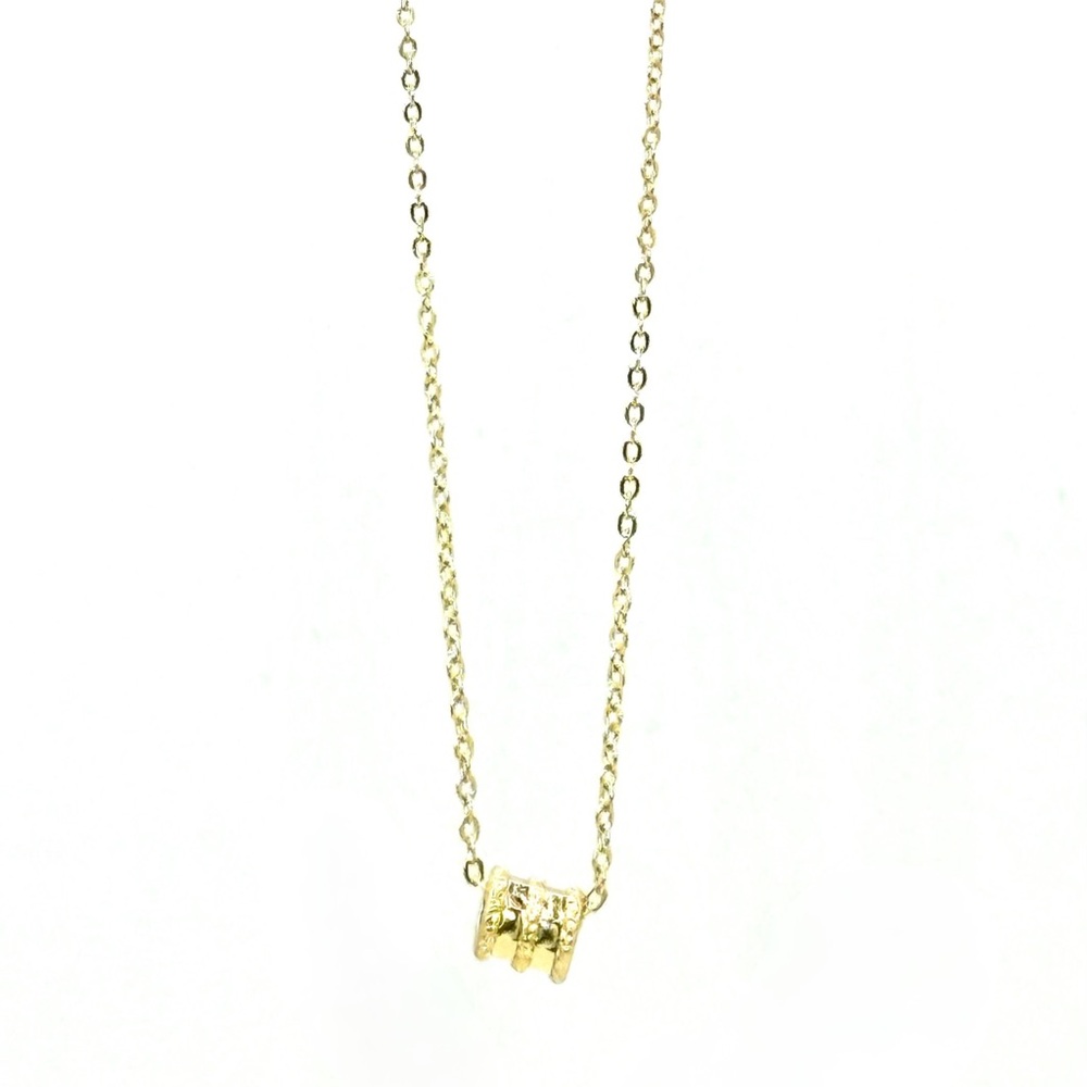 Axis – Gold Barrel Charm Necklace Tarnish Resistant, Stainless Steel